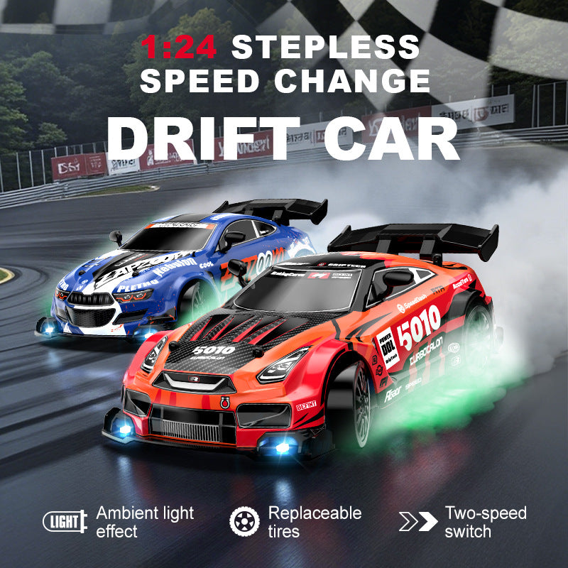 1:24 Scale RC Drift Car for Kids – 2.4GHz 4-Channel Remote Control Racing Car, High-Speed Electric Sports Vehicle with Metal Components and LED Lights