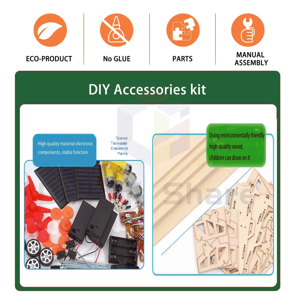 DElight Share Wooden STEM Science & Engineering Kit for Kids – Educational DIY Learning Toy