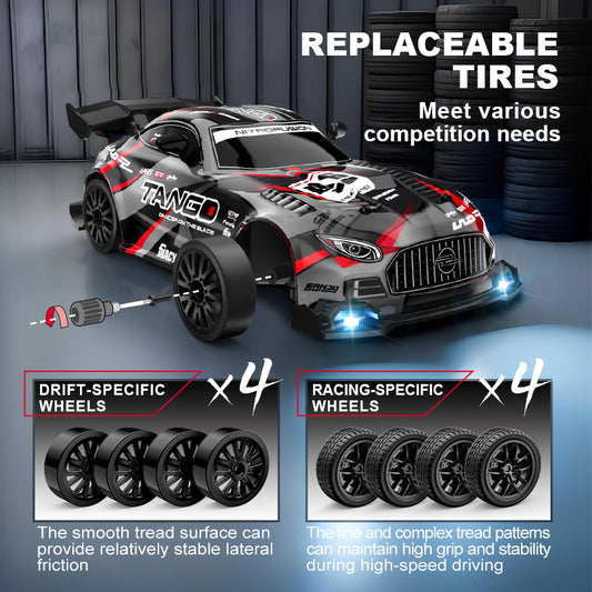 1:24 Scale RC Drift Car for Kids – 2.4GHz 4-Channel Remote Control Racing Car, High-Speed Electric Sports Vehicle with Metal Components and LED Lights