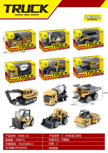 1:64 Scale Mini Alloy Engineering Truck – Metal Construction Vehicle Model Toy for Kids & Collectors