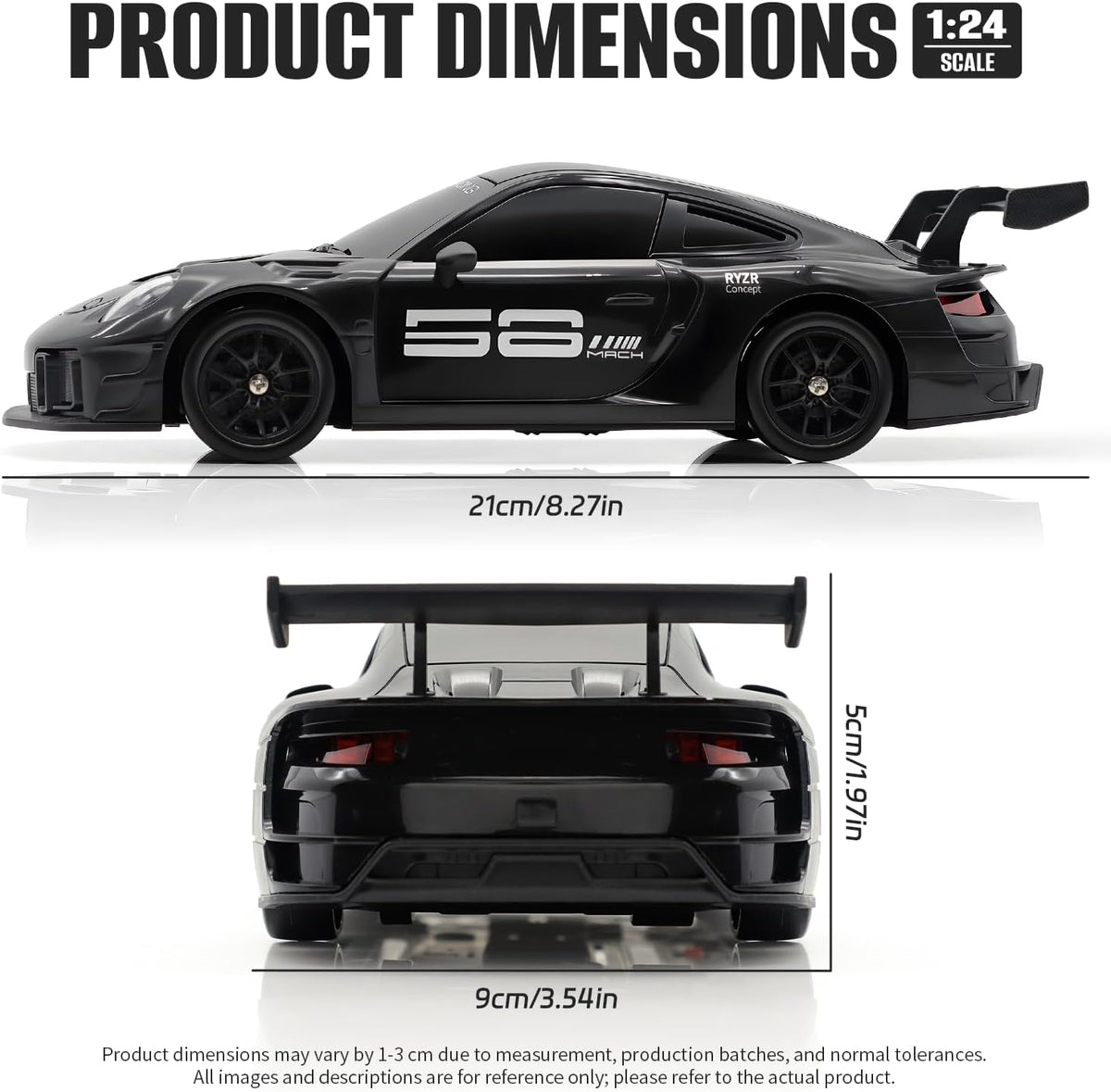 DWI DOWELLIN 1:24 Scale RC Drift Car – 2.4GHz 4WD Remote Control Racing Car, 15km/h Speed, Racing Tires, Drift Tires and LED Lights for Kids