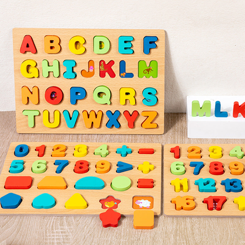 Wooden Montessori Shape Matching Puzzle Board for Kids – Animal, Alphabet & Cognitive Learning Toy