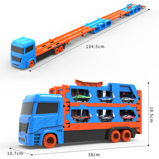 Multi-Car Launcher Transporter Truck Toy – Alloy Cars, Folding Deformation Design & Ejection Track Playset for Kids