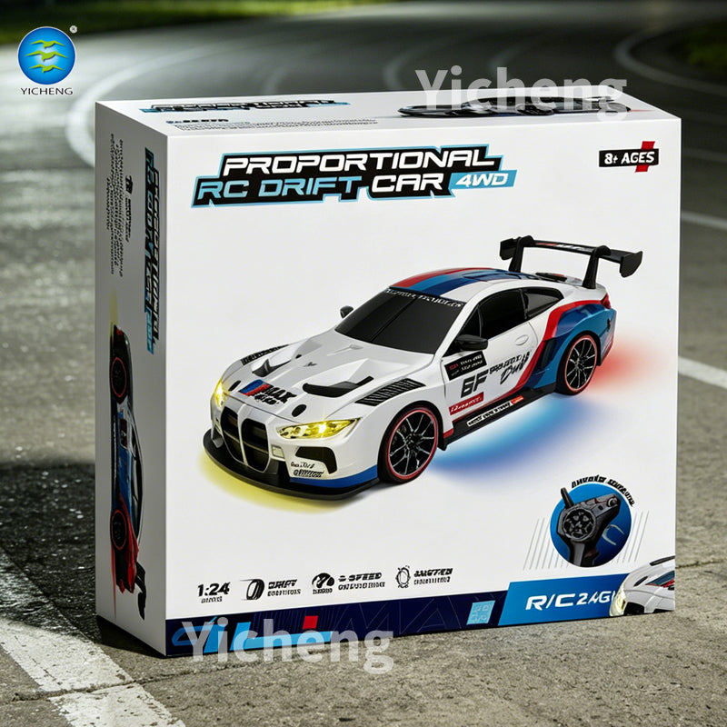 1:24 Scale RC Drift Car – 2.4GHz 4WD Remote Control Racing Car with Full Proportional Control, LED Lights and High-Speed Performance for Kids and Adults