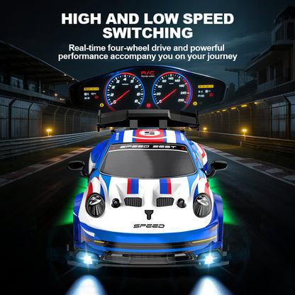 1:24 Scale RC Drift Car for Kids – 2.4GHz 4-Channel Remote Control Racing Car, High-Speed Electric Sports Vehicle with Metal Components and LED Lights