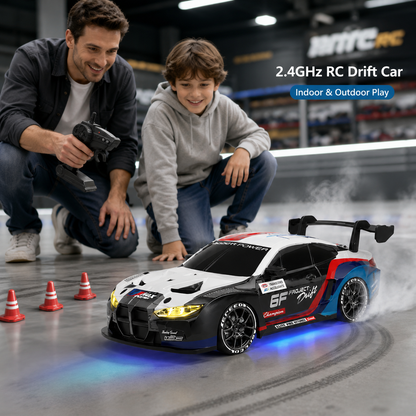 1:20 Scale RC Drift Car for Kids – 2.4GHz Remote Control 4WD Racing Car with LED Lights, Rechargeable Electric Sports Toy for Indoor and Outdoor Fun