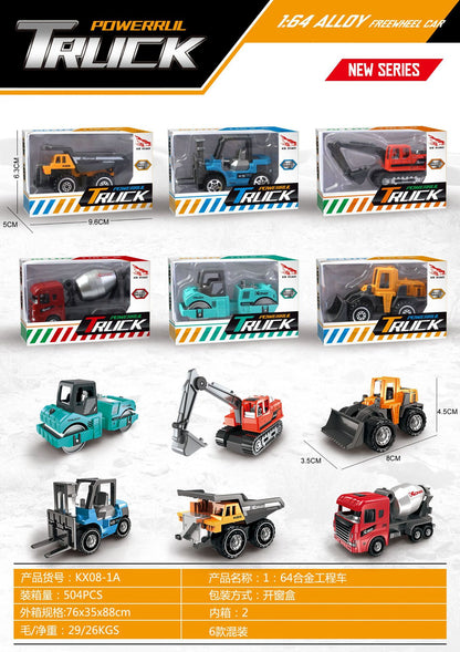 1:64 Scale Mini Alloy Engineering Truck – Metal Construction Vehicle Model Toy for Kids & Collectors