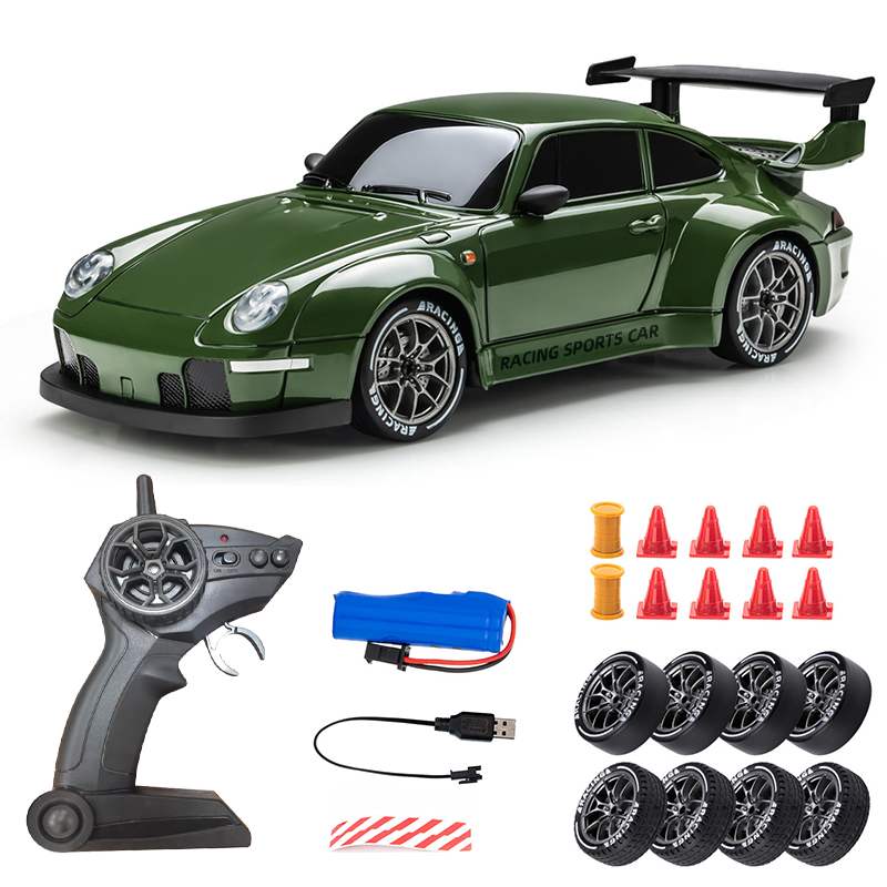 1:24 Scale RC Drift Car for Kids – 4-Channel Remote Control Sports Racing Car with Spark Lights, Electric Drift Toy and USB Charging Cable