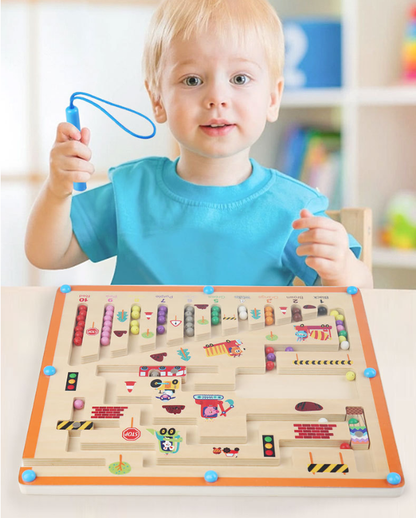 Wooden Montessori Magnetic Puzzle Board for Kids – Educational Colour & Number Maze