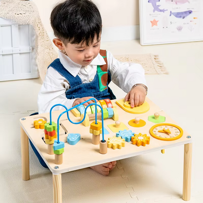8-in-1 Montessori Wooden Sensory Activity Table for Toddlers – Baby Educational Learning Board & Preschool Toy