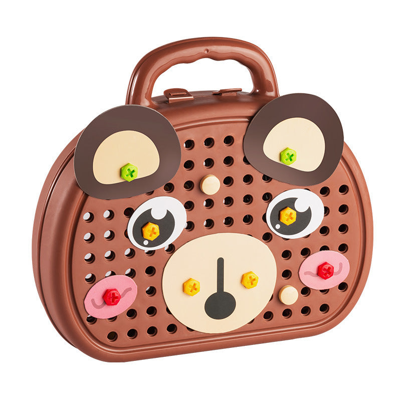 Bear-Themed DIY Tool Set for Kids – Screw Assembly Puzzle Toy with Toolbox Suitcase, STEM Building Kit