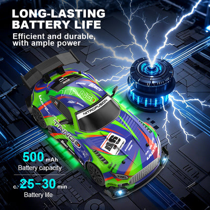 1:24 Scale RC Drift Car for Kids – 2.4GHz 4-Channel Remote Control Racing Car, High-Speed Electric Sports Vehicle with Metal Components and LED Lights