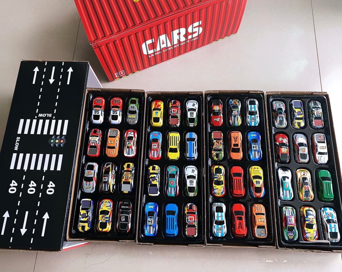 Mini Pull-Back Toy Cars Set – Alloy Vehicle Collection with Storage Container, Kids Racing Toys & Birthday Gift