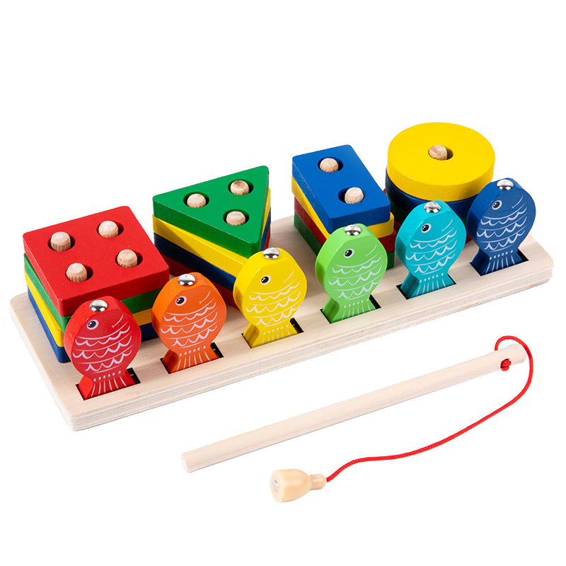 Wooden Montessori Geometric Shape Sorting Toy for Toddlers – Educational Stacking & Matching Puzzle