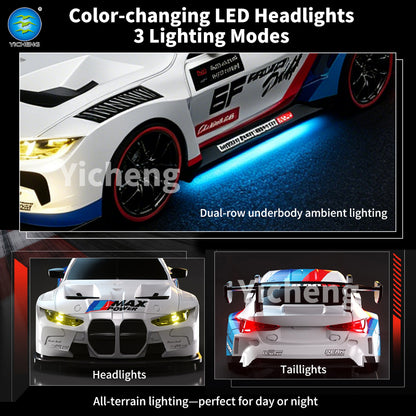 1:24 Scale RC Drift Car – 2.4GHz 4WD Remote Control Racing Car with Full Proportional Control, LED Lights and High-Speed Performance for Kids and Adults