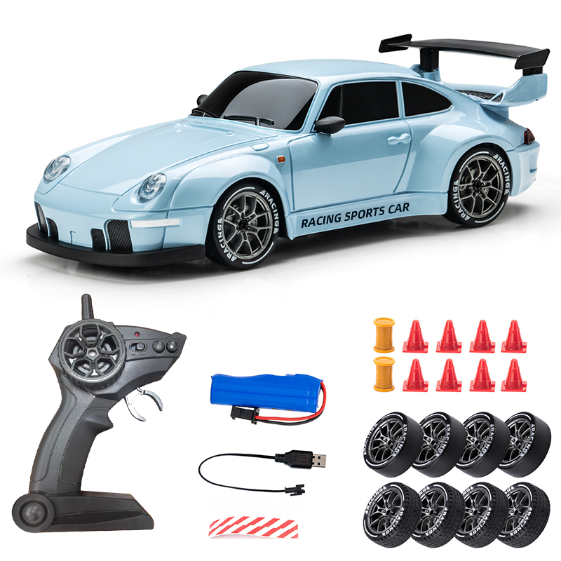 1:24 Scale RC Drift Car for Kids – 4-Channel Remote Control Sports Racing Car with Spark Lights, Electric Drift Toy and USB Charging Cable
