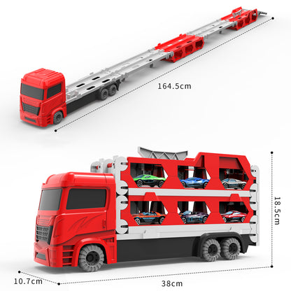 Multi-Car Launcher Transporter Truck Toy – Alloy Cars, Folding Deformation Design & Ejection Track Playset for Kids
