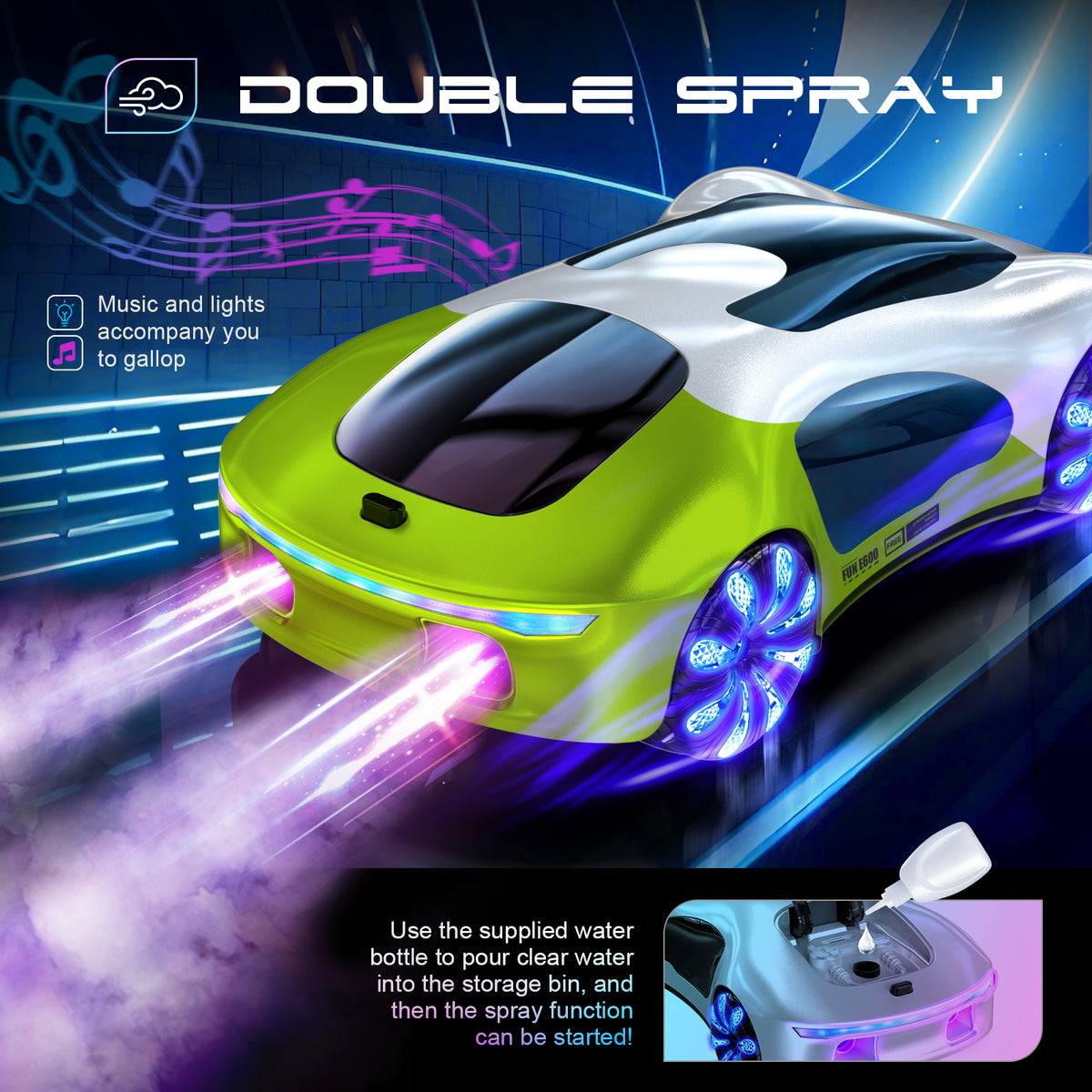 2.4GHz Gesture-Controlled RC Concept Car for Kids – Watch-Style Remote Control Stunt Vehicle with Dual Spray Effects, Music and Sci-Fi Design