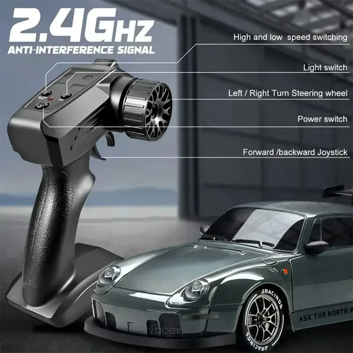 2.4GHz RC Drift Racing Car for Kids – Sports Remote Control Toy Car with Gyroscope, LED Lights and USB Charging, Electric Racing Vehicle Gift