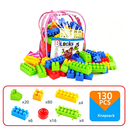 Large Plastic Building Blocks for Kids – Montessori DIY Construction Toy Set for Boys & Girls