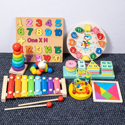Montessori Wooden Musical Toy Set for Kids – Xylophone Piano, Bead Maze & Early Learning Activities