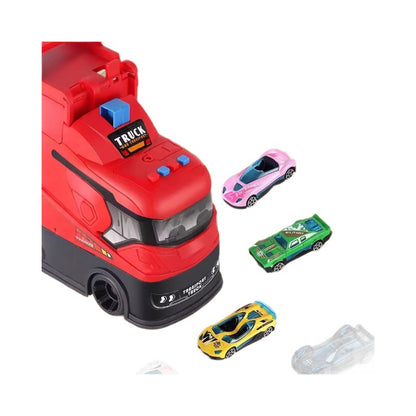 Kids' Deformation Catapult Transport Truck Toy – Foldable Car Carrier with Launcher, Plastic Vehicle Playset, Educational Gift for Boys and Girls