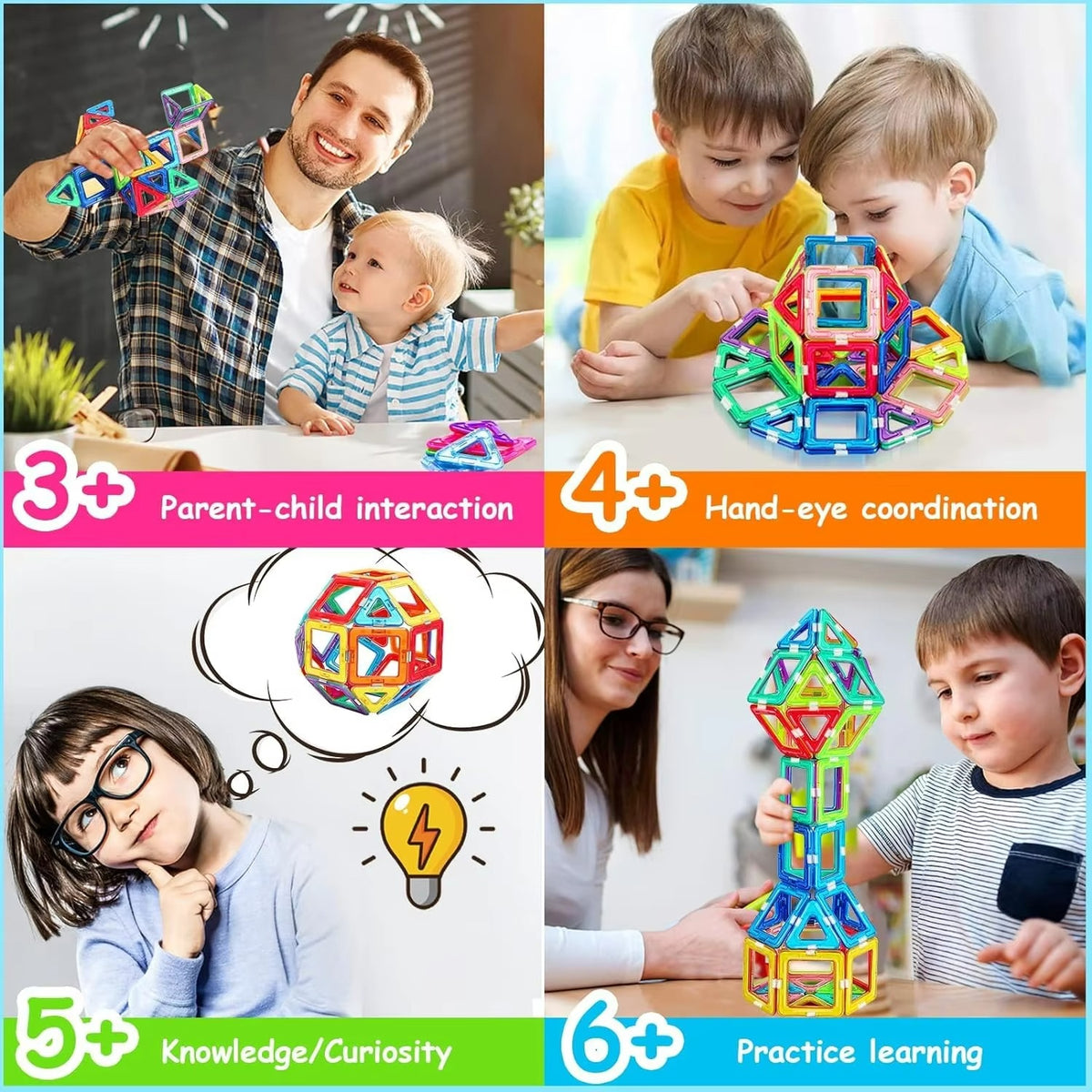 Magnetic Building Blocks for Kids Ages 4–6 – Creative 3D Puzzle Construction STEM Toy Set