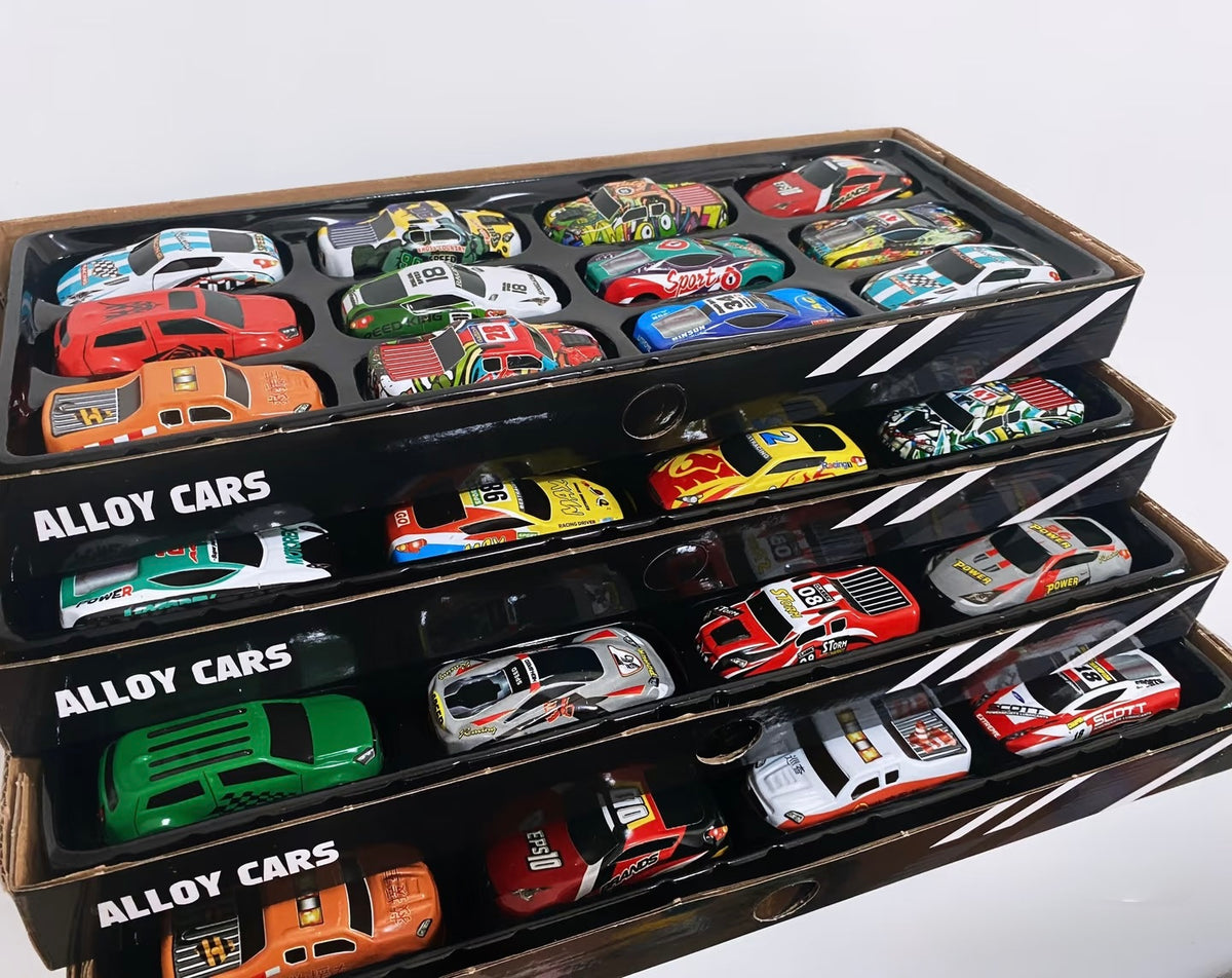 Mini Pull-Back Toy Cars Set – Alloy Vehicle Collection with Storage Container, Kids Racing Toys & Birthday Gift