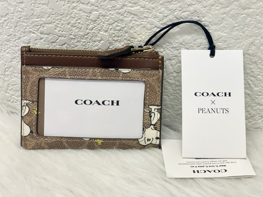 Coach X Peanuts Mini Skinny ID Case Signature Canvas W/Snoopy Print CBT14 NWT