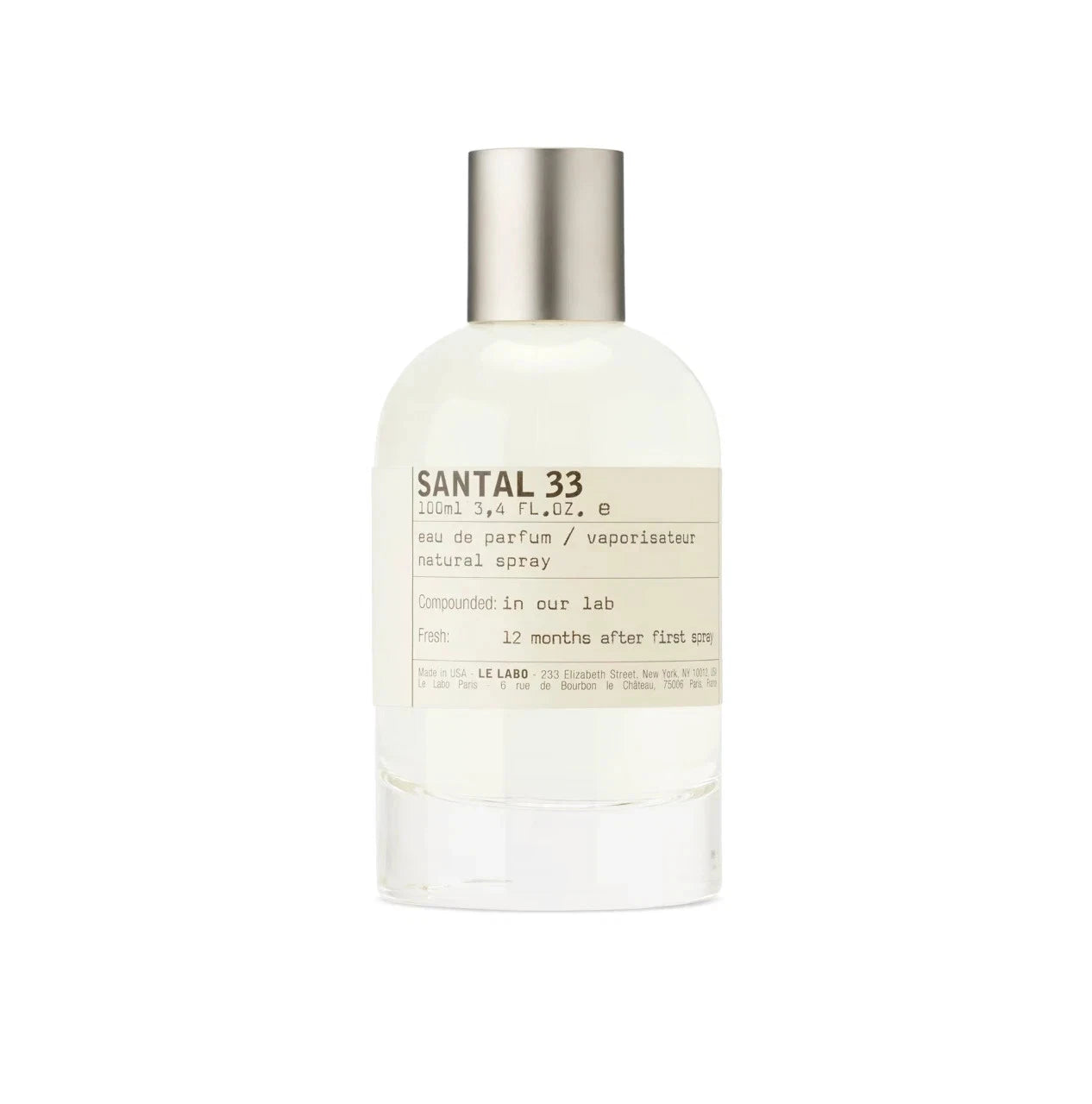 Le Labo Santal 33 3.4 Oz Unisex Eau de Parfum Spray -New Without Box