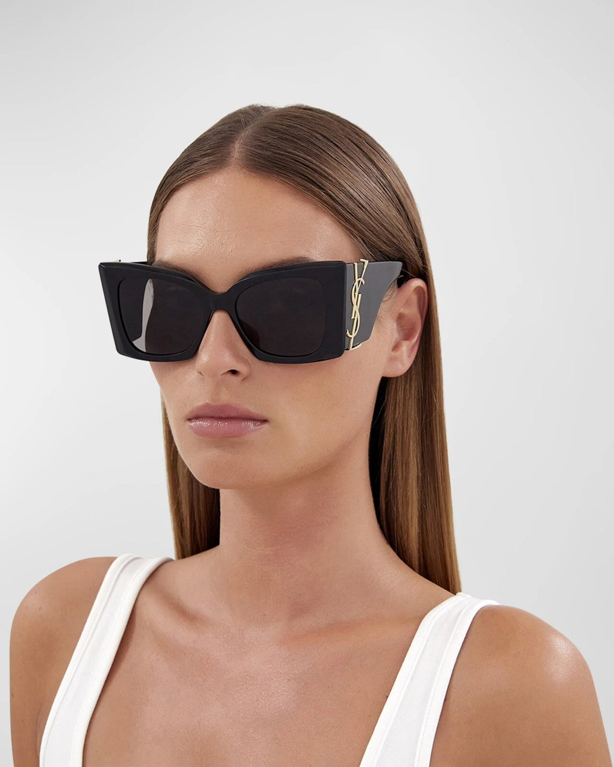 Saint Laurent SL M119 BLAZE-001 Black Gold YSL LOGO Cat Eye AUTHENTIC Sunglasses
