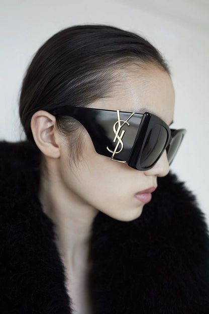 Saint Laurent SL M119 BLAZE-001 Black Gold YSL LOGO Cat Eye AUTHENTIC Sunglasses