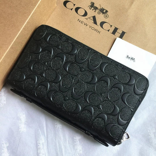 COACH Men's Travel Organizer Double Zip Embossed Signature mahogany 93425 outlet